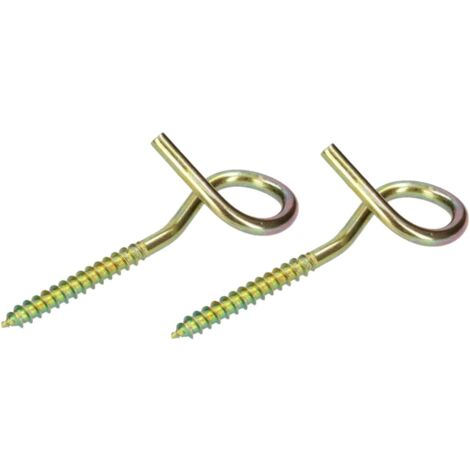 KOTARBAU Lot de 2 crochets de balançoire M8 - Filetage à bois - Pour fauteuil suspendu, hamacs - Jaune (1/5)