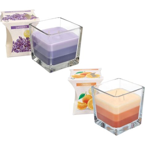 KOTARBAU Lot de 2 bougies parfumées à 2 mèches dans un verre de lavande + orange - Idée cadeau - Bougies décoratives - Durée de combustion jusqu'à 32 heures (1/5)