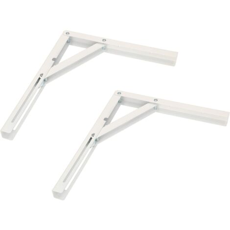 KOTARBAU Lot de 2 consoles pliantes 200/300/400 - Toutes les couleurs - Support mural en acier - Supports d'étagère d'angle - Supports d'étagère - Charge lourde (300 x 260 mm, blanc) (1/5)