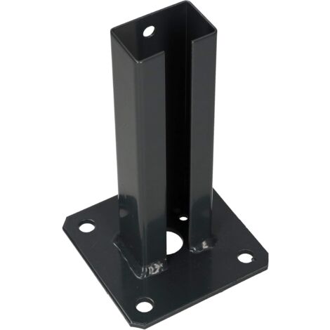KOTARBAU Support de poteau 60 x 40 mm - Double tige - Double poteau - Plaque de cheville - Ancrage de poteau - Revêtement par pulvérisation - Gris foncé (1/5)