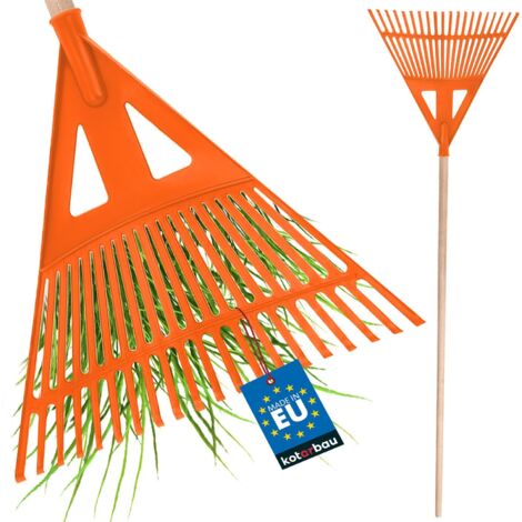 KOTARBAU® Rateau à Feuilles - Plastique - 43 cm - Orange - avec Manche - Râteau Jardin - Balai à Gazon - Ramasse Feuilles - Léger - Résistant - Entretien Jardin