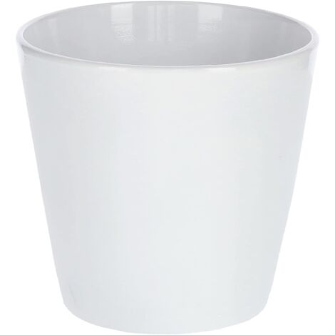 KOTARBAU Pot de fleurs en céramique - 13 cm - Classique - Blanc lisse