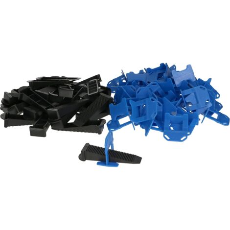 KOTARBAU Aide de nivellement pour carrelage Sangles de tirage 1,5 mm 50 pièces + 50 pièces Cales bleues (1/5)