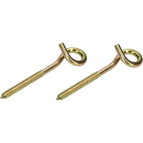 KOTARBAU Lot de 2 crochets de balançoire M10 avec filetage en bois, vis à bois, crochets de plafond pour fauteuil suspendu, hamac, vis de sécurité, jaune (1/5)