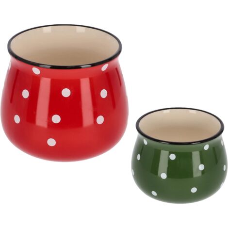 KOTARBAU Lot de 2 cache-pots en céramique Rouge Diamètre 125 mm Diamètre 110 mm (1/5)
