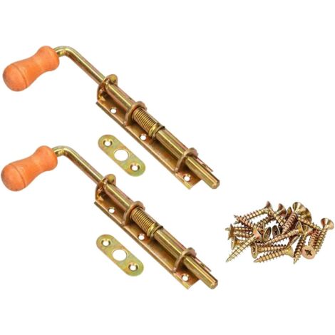 KOTARBAU Lot de 2 verrous à ressort 200 mm - Verrou de porte - Galvanisé - Poignée en bois - Résistant aux intempéries - Avec suspension (1/5)