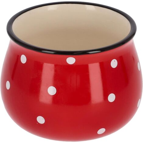 KOTARBAU Pot de fleurs en céramique ⌀ 110 mm Rouge à pois blancs (1/5)