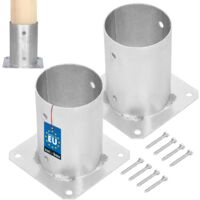 KOTARBAU® Lot de 2 Support Poteau Bois - à Visser - Acier Galvanisé - Ø 100 mm - Argent - Pied de Poteau - Fixation Robuste - Résistant à la Corrosion
