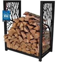 KOTARBAU® Range Bûche Intérieur - Acier Revêtu Poudre - 50 x 30 x 60 cm - Porte Buche - Panier a Bois - Support Bois de Chauffage - Noir - Décoratif - Moderne - Robuste