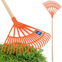 KOTARBAU® Rateau à Feuilles - Plastique - 44 cm - Orange - avec Manche - Râteau Jardin - Balai à Gazon - Ramasse Feuilles - Léger - Résistant - Entretien Jardin