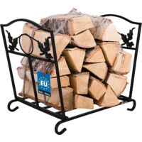 KOTARBAU® Range Bûche Intérieur - Acier Revêtu Poudre - 43x31,5x40 cm - Noir - Porte Buche Interieur - Pliable - Rangement Buches - Décoratif - Portable