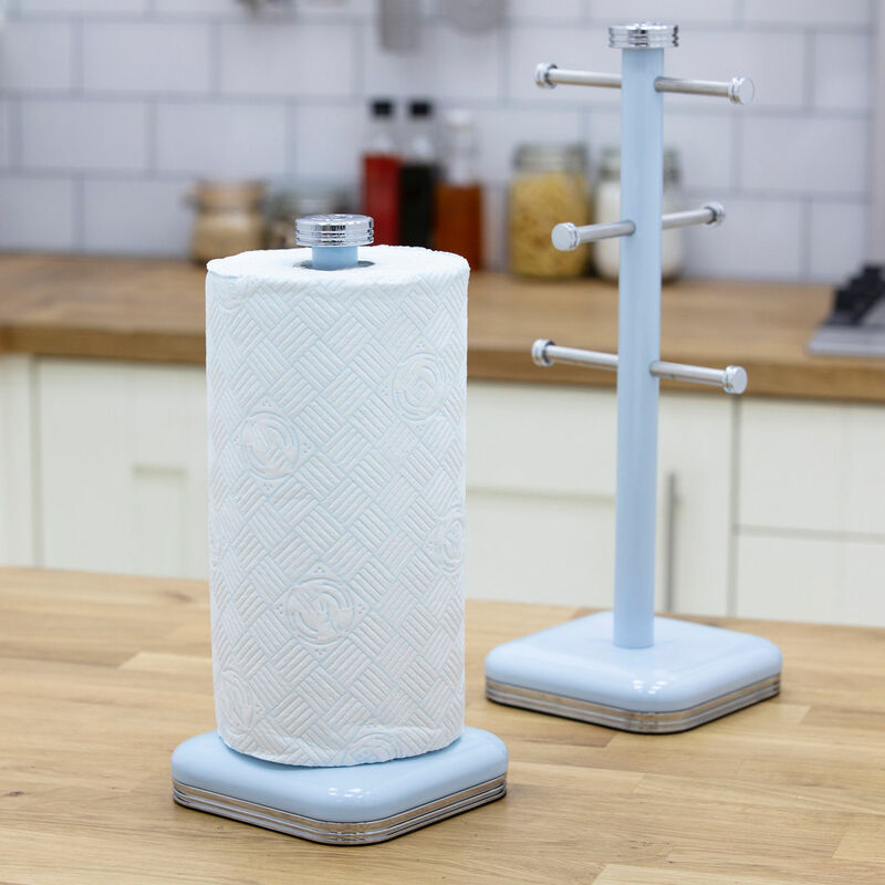Swan Retro SWKA1040BLN Porte-Rouleaux De Cuisine Vintage Bleu - Acier Inoxydable Stable