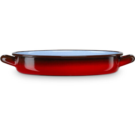 Briebe Ignea Cocotte Basse à Induction 34 cm, Casserole 4 L Acier Émaillé Vintage Tous Feux  Rouge (1/2)