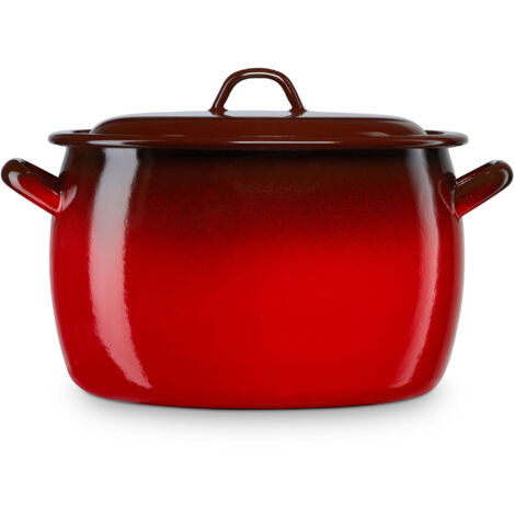 Briebe Faitout Droit 26 Cm 8,4 L Ignea Vintage Rouge - Casserole Induction En Acier Émaillé Vitrifié, Compatible Tous Feux Et Four