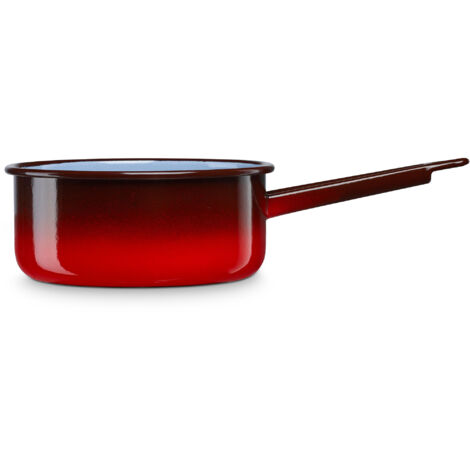 Briebe Ignea Casserole à Lait, Acier Émaillé 16cm, Bouilloire Poignée 1,4L Induction, Vintage  Rouge (1/2)