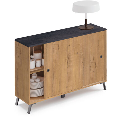 Buffet Bas Moderne YU YUSING 100x40x78cm - 2 Portes Coulissantes, 4 Étages, Meuble Rangement Salon Cuisine - 6