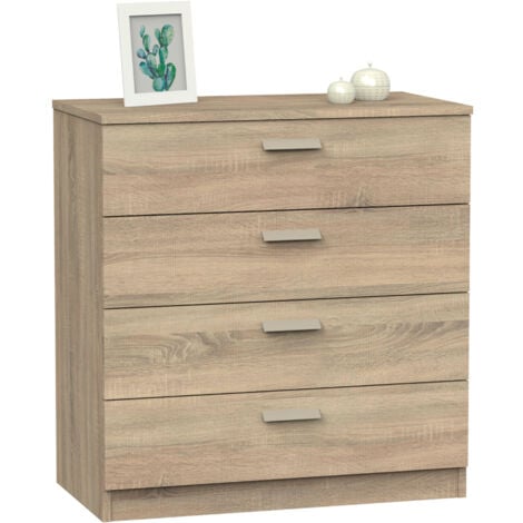 Briebe Nova Commode Chambre, Chiffonnier Meuble de Rangement avec 4 Tiroirs, 78x74x40 cm  Bois