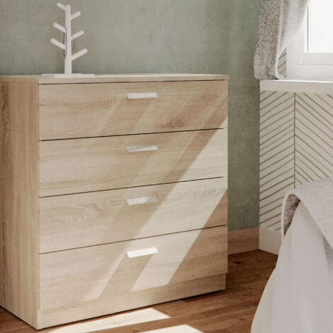 Briebe Nova Commode Chambre, Chiffonnier Meuble de Rangement avec 4 Tiroirs, 78x74x40 cm  Bois