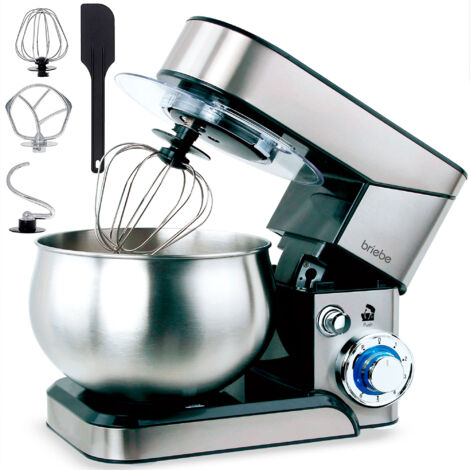 Briebe KM1114 Robot Pâtissier Boulangerie Cuisine Ménager Multifonction Bol Inox 5L 6 Vitesses 1800W Acier Inoxydable