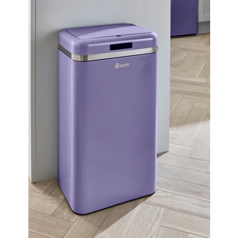 SWAN SWKA4500PURNEU Retro Poubelle à Ouverture Automatique avec Capteur, Métal, 45 Litres