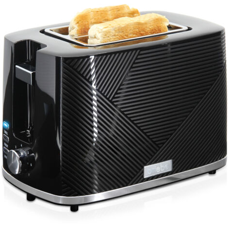 Briebe TA1169BLK Elegance Grille Pain 2 Fentes, Tranches Larges, 7 Niveaux de Dorage, Décongeler 870W Noir