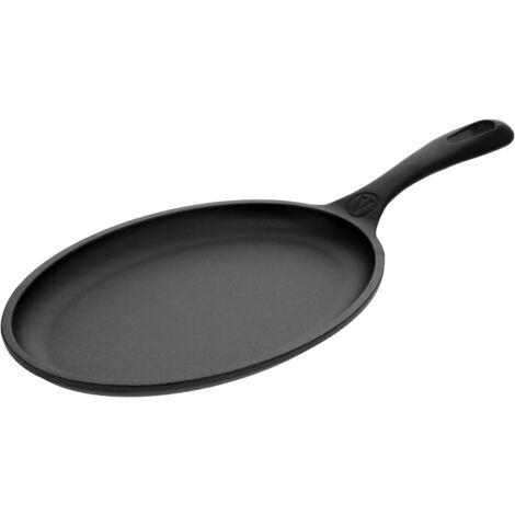 Victoria 32036 Poêle pour Fajitas en Fonte Émaillée Induction 25x18 cm, Feu, Barbecue, Four Noir (1/5)