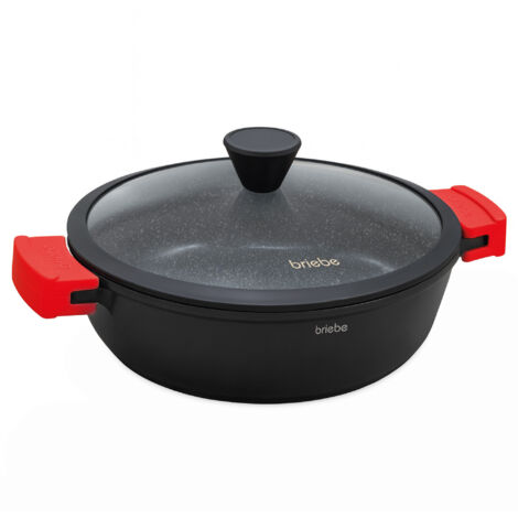 Briebe Black Titanium Casserole Basse Induction Antiadhésif Titane 32cm, Fonte d'Aluminium sans PFOA Noir (1/5)