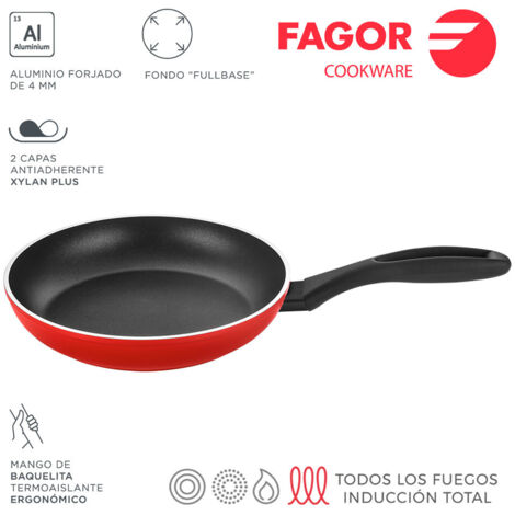 FAGOR Maxima Poêle à Frire Induction 20 cm Aluminium Forgé, Antiadhésif Écologique sans PFOA Rouge (1/5)