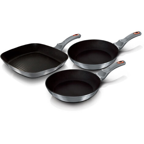 Berlinger Haus Moonlight Set de 2 Poêles à Frire 1 Grill Induction 20-24-28cm Aluminium, Antiadhésif Gris (1/5)