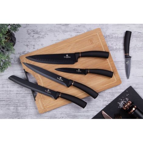 Berlinger Haus 5 Couteaux De Cuisine Pro Or Rose : Acier Inoxydable Et Planche à Découper Inclus