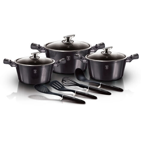 Berlinger Haus Carbon Pro Batterie de Cuisine à Induction 10 Pièces Aluminium Antiadhésif sans PFOA Gris (1/3)
