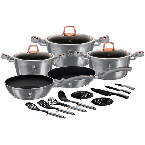 briebe Batterie de Cuisine Induction 6 Pièces, Ensemble de 3 Casseroles