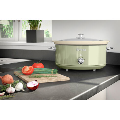Mijoteuse Rétro SWAN 6,5L - Cuve Céramique Antiadhésive Amovible - 320W - Neuve