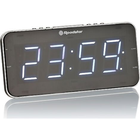Roadstar CLR-2615 Radio-Réveil FM PLL  2 Alarmes, Grand Écran LCD, Fonction Snooze, Minuterie  Noir/Argent (1/6)
