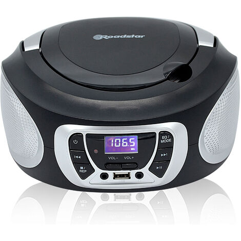 Roadstar CDR-365U/SL Radio CD Portable Numerique FM PLL, Lecteur CD, CD-R, CD-RW, MP3, USB, Stereo  Noir/Argent