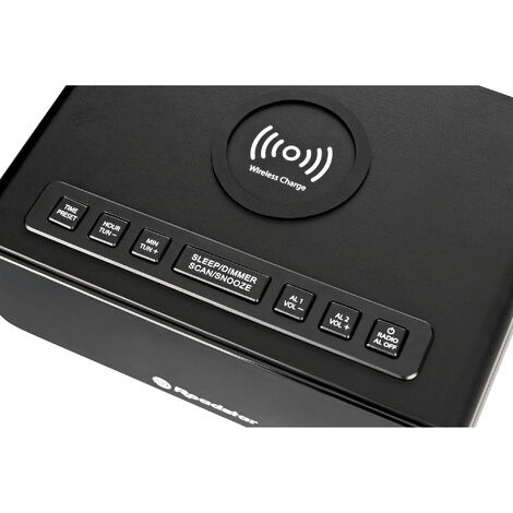 Radio-réveil Roadstar Avec Chargeur Sans Fil Qi - FM Numérique, 2 Alarmes, écran LCD, Noir - 2