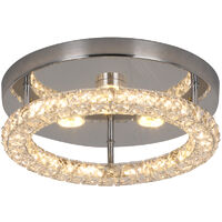 Modern Crystal LED Ceiling Light, OOWOLF Dimmable 3000K- 6500K Round Ceiling chandelier Lights ,No remote