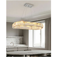 Modern Crystal Chandelier Oval LED Ceiling Light Pendant Lights for Living Room ,Warm Light 3000K