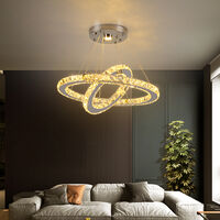 2 Rings LED Pendant Lights Crystal Chandelier Ceiling Lamp 50x30cm for Living Room Light ,Warm Light