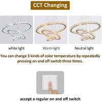 Modern LED Pendant Lights Crystal Chandelier Ceiling Lamp 3Ring 60x40x20cm for Living Room Light ,3 Colors changeable light