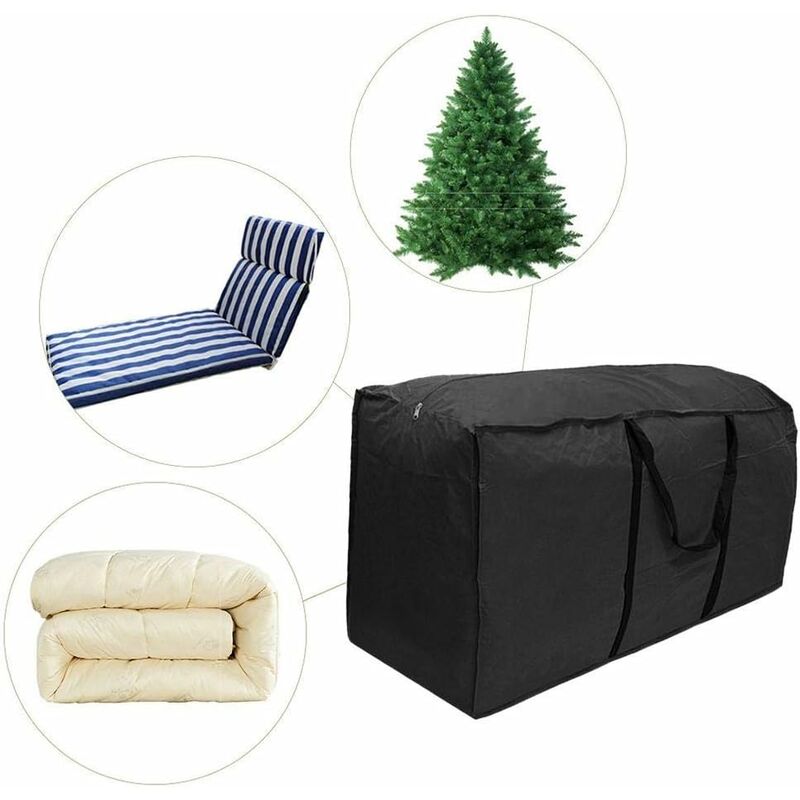 Nero-A Borsa Giardino con Maniglie Impermeabile Borsa di Stoccaggio Letto Lenzuola Cuscini Albero di Natale Grande Borsa portaoggetti 122*39*55cm Herefun Borsa per Cuscini da Giardino 210D Oxford 