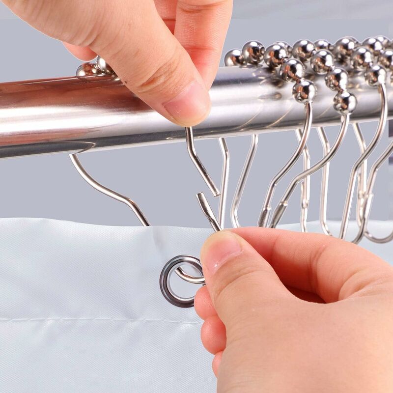 nichel spazzolato set di 12 Metallo doppio rullo Glide tenda della doccia anello/ganci 