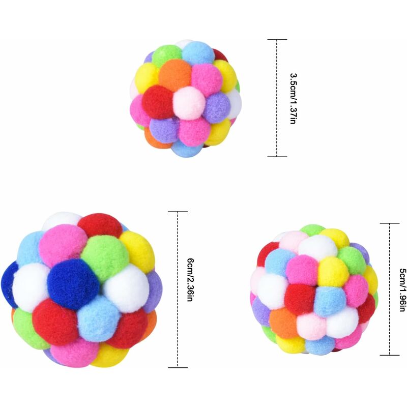 decorazioni creativi 300 pezzi pon pon con glitter colorati giocattoli per gatti Pon pon da 2,5 cm palline di peluche soffici per fai da te 