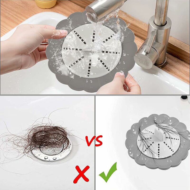 4 coperture per scarico della doccia con ventosa filtro in gomma per scarico del lavello per cucina e bagno Aifuda 