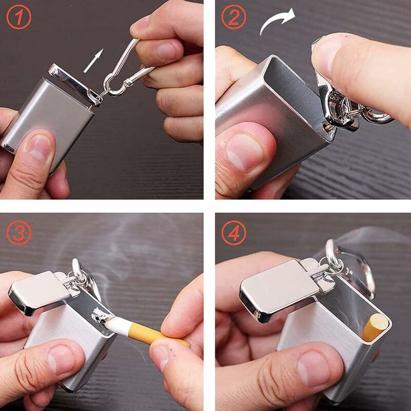 gfjfghfjfh Posacenere Portatile/Posacenere per Veicolo Mini Posacenere in Acciaio Inossidabile con Portachiavi e Sigaretta 