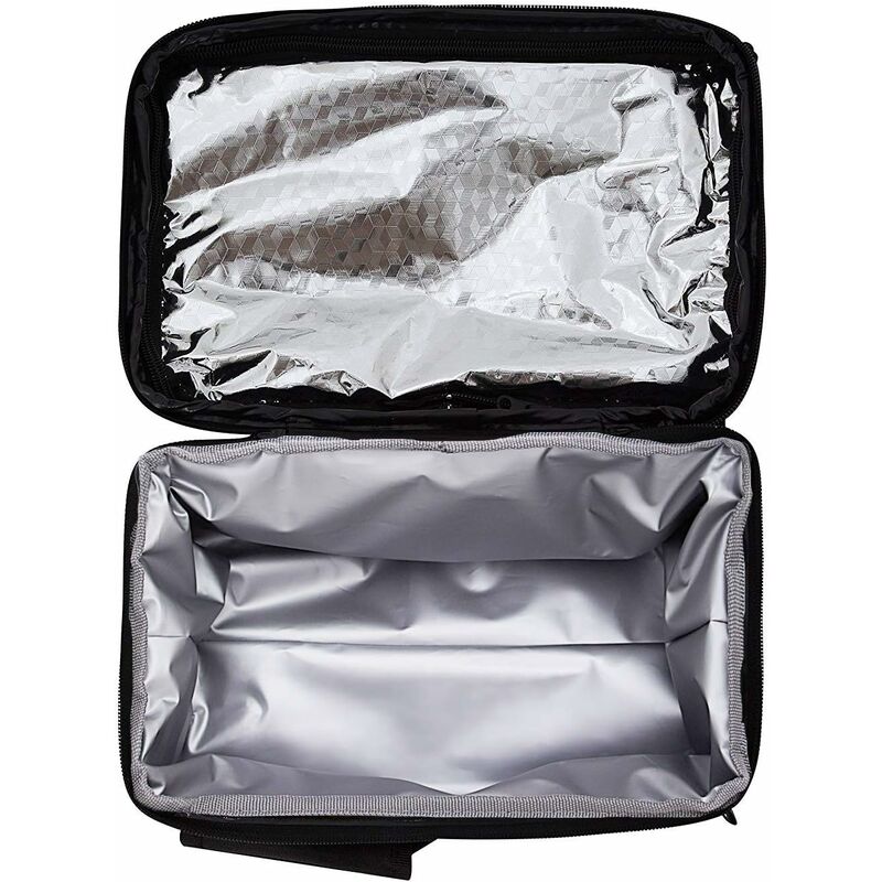E-MANIS Borsa Pranzo Borsa Frigo Impermeabile 2 Scomparti Borsa Termica capacità da 8L con Tracolla Rimovibile Lunch Bag per Ufficio Scuola Campeggio e Picnic Nero 