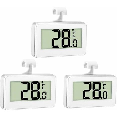 Thlevel 3x Termometro da Frigorifero Digitale Termometro del Congelatore del Frigorifero LCD Display Termometro per Congelatore Impermeabile con Gancio per La Lettura della Temperatura 