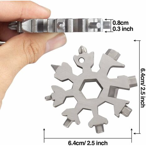 Snowflake Multi-Tool 18in1 portachiavi in acciaio inox multi-funzione cacciavite chiave inglese 