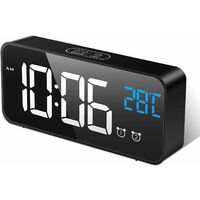 Sveglia Digitale Led Clock Snooze Bianco Grande Display Digitale 5 Schermo Led Volume Regolabile Luminosità 12/24h 