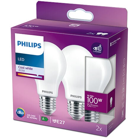PACK 2x Ampoule LED Philips A60 E27/10W/230V 4000K